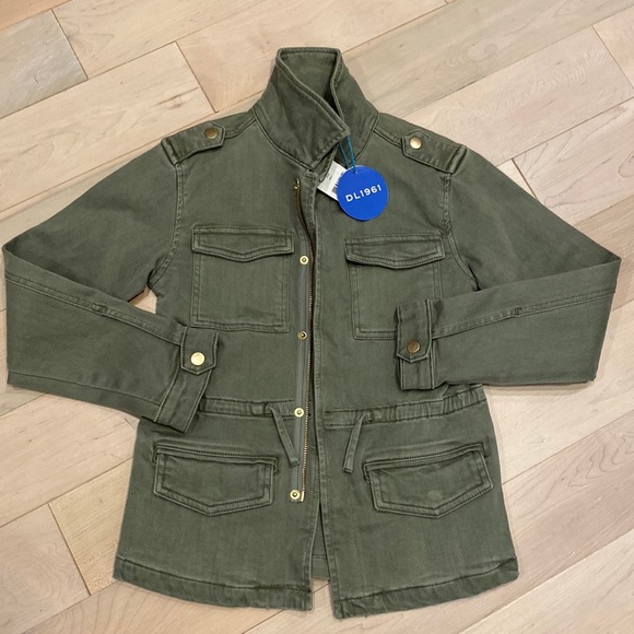 DL1961 green premium denim cotton tencel soft stretch army Rocco jacket